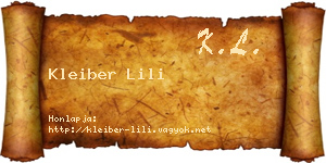Kleiber Lili névjegykártya